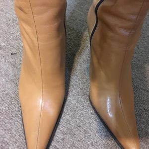 Tan Leather Boots with silver heel